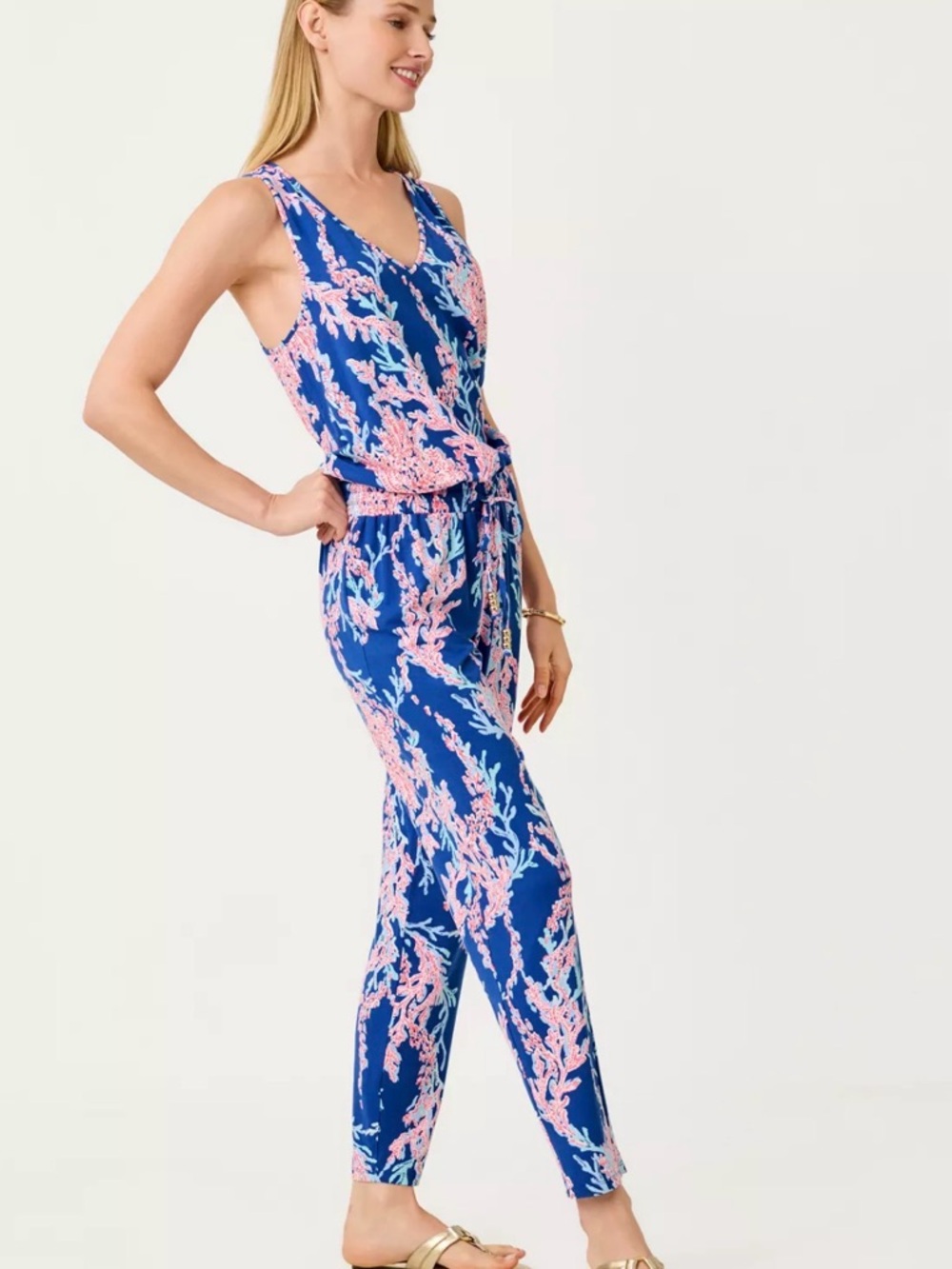Lilly Pulitzer NWT Paulina Jumpsuit BOREALIS BLUE SWIM ON OVER SIZE LARGE